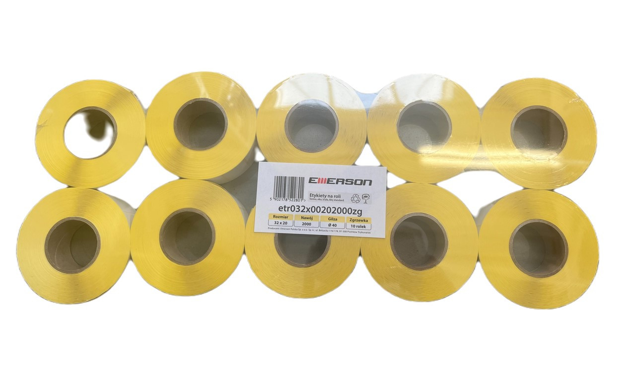 Etykieta termiczna na roli 1 szt. samop. 32x20 mm biała Emerson fi 40mm